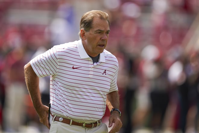 Alabama Crimson Tide head coach Nick Saban prior to the game against Louisiana Monroe Warhawks at Bryant-Denny Stadium. Photo | Marvin Gentry-USA TODAY Sports