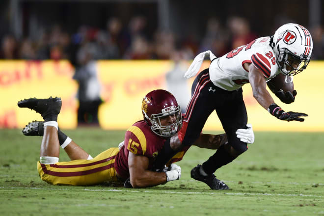 Safety Talanoa Hufanga tied for the USC team lead with 14 tackles in the Trojans' win over Utah last week.