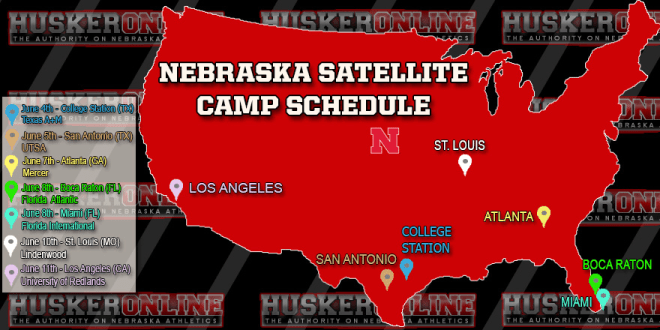 Satellite Camps were also a big part of the camp scene since 2015 for Nebraska. This was a typical Satellite camp schedule from year's past.