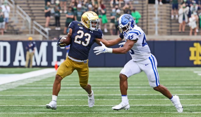 Notre Dame Fighting Irish sophomore running back Kyren Williams versus Duke Sept. 12