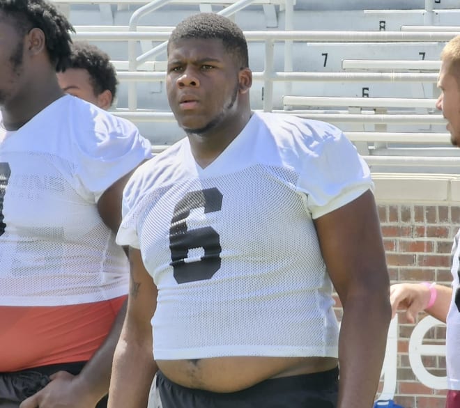 Four-star offensive tackle Zalance Heard works out at FSU's Seminole Showcase on Saturday.