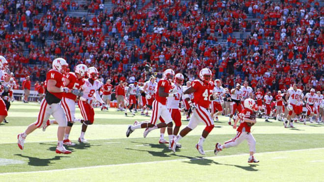 7-year old pediatric brain cancer patient Jack Hoffman entered the 2013 spring game and scored a touchdown for the red squad. 