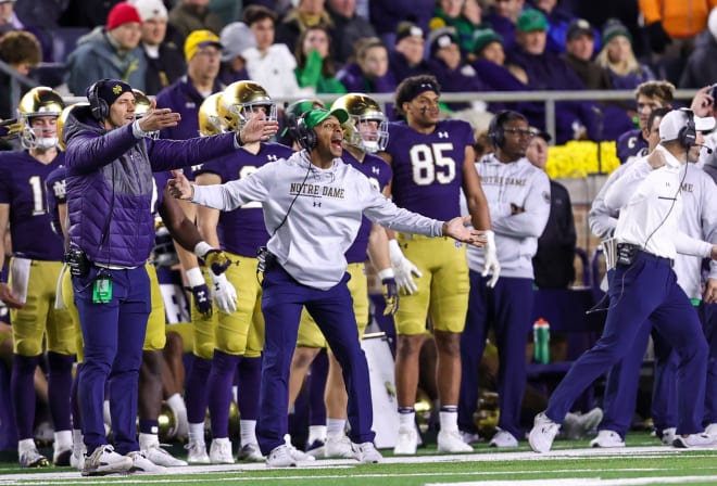 Second-year wide receivers coach Chansi Stucky is out at Notre Dame.