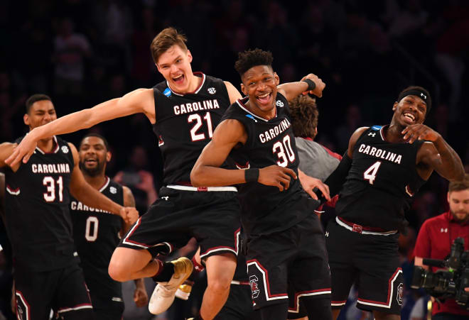 The Gamecocks danced their way into the Elite Eight Friday with a 70-50 win over Baylor in NYC.
