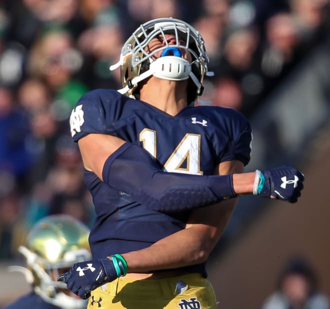 Safety Kyle Hamilton earned All-America status twice during his three seasons at Notre Dame.