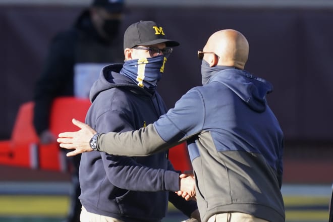 Michigan Wolverines football head coach Jim Harbaugh and Penn State's James Franklin are 3-3 head to head.