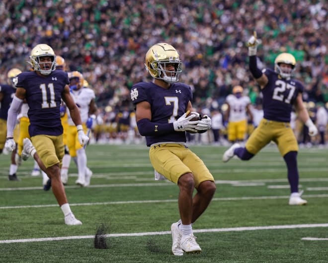 Notre Dame football cornerback Jaden Mickey's pick-6 served a bigger purpose on Saturday.