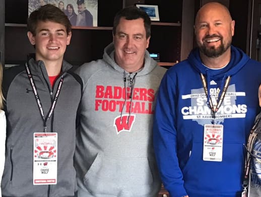 (L to R) Chase Wolf, Paul Chryst and Steve Wolf