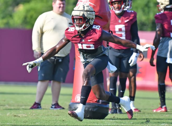 FSU cornerback Travis Jay runs through a drill during preseason practice.