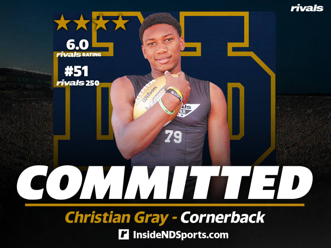 2023 class four-star cornerback Christian Gray committed about 13 months after his Notre Dame offer. 