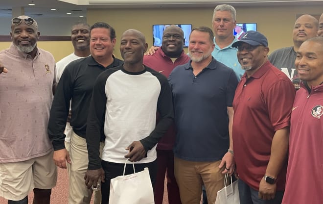 Members of the 1993 FSU national championship team gather for a reunion on Friday night.