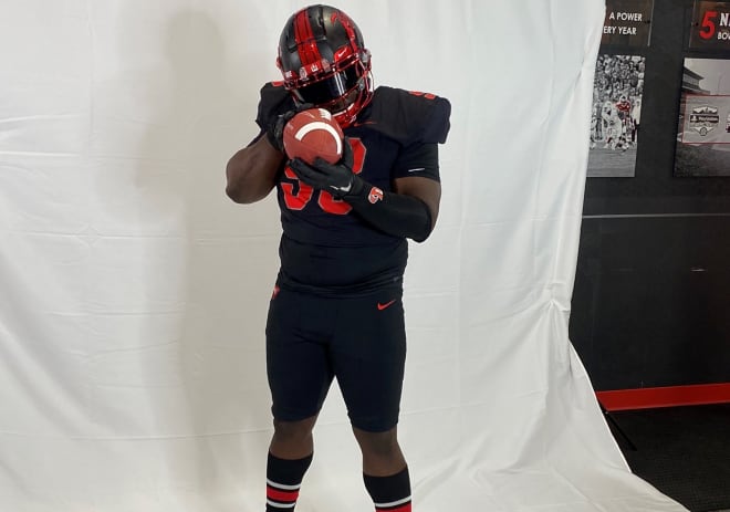 Lackawanna College DT transfer Ty'Lheir Grose decked out during his visit to Western Kentucky.