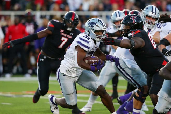 Jaylon Hutchings (95) had four tackles in Texas Tech's 38-21 loss to Kansas State