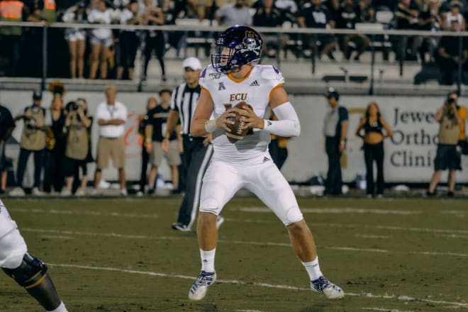 East Carolina quarterback Holton Ahlers passed for a season high 313 yards in a 41-28 loss to UCF.