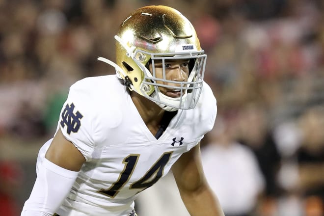 Notre Dame Fighting Irish football junior safety Kyle Hamilton