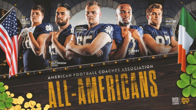 Notre Dame landed five players on the AFCA All-America team on Wednnesday.