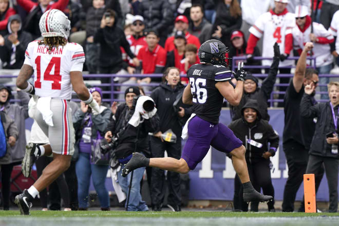 Running back Evan Hull scored Northwestern's touchdown out of the Wildcat formation, but the Wildcat well swiftly ran dry