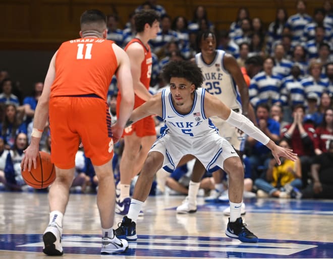 Duke's Tyrese Proctor, right, is likely to matched up defensively against RJ Davis. 