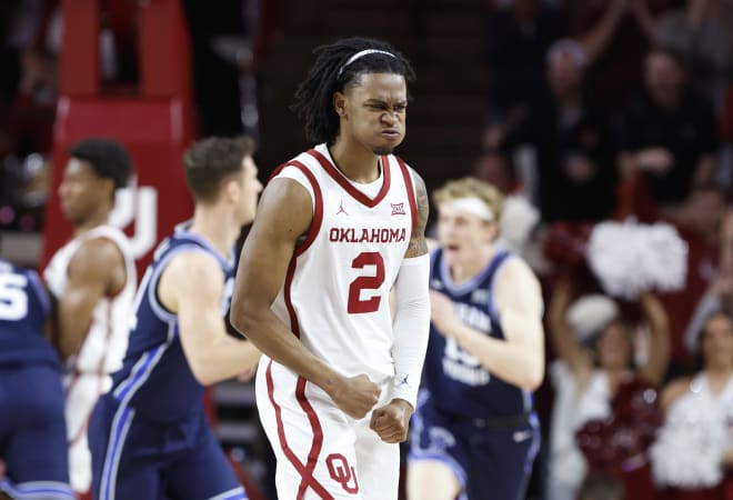 Javian McCollum celebrating in OU's win over BYU