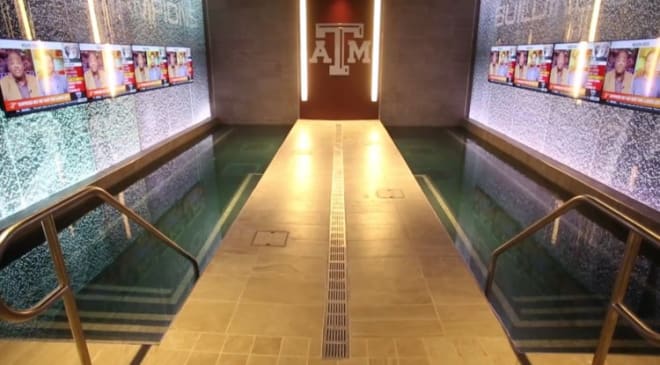 Texas A&M's therapy pool has eight TV's inside of it. 