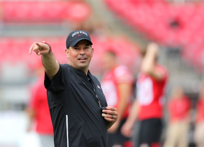 Ohio State head coach Ryan Day is in the midst of his first season as head coach of the Buckeyes, and his first Big Ten game will be coached against Indiana in Bloomington on Saturday. (USA Today Images)