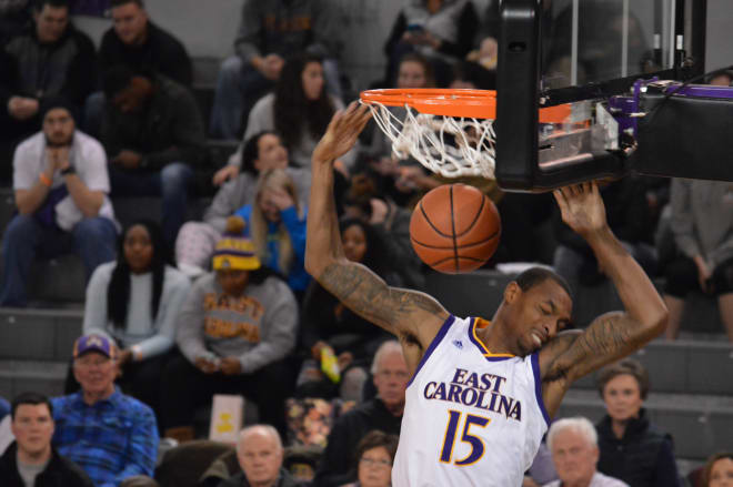 Kentrell Barkley had a double-double with 18 points and ten rebounds to go along with seven steals and three dunks in East Carolina's 90-52 win over South Florida Wednesday night in Williams Arena at Minges Coliseum.