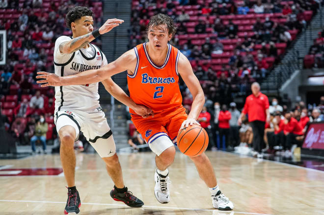 Tyson Degenhart (2) led the Broncos with a game-high 14 points…Degenhart has scored in double figures nine times during Boise State’s 12-game win streak…he has led the Broncos in scoring four times during the streak.