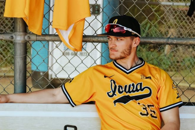 Chase Moseley preps for an Iowa baseball game. 