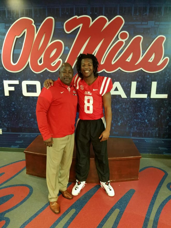 Flint with new Defensive Coordinator Wesley McGriff during this weekend's junior day visit. 
