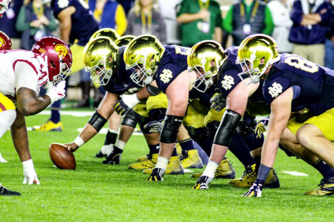 The Irish offensive line has helped Notre Dame average 279.1 rushing yards per game, which ranks third nationally among Power Five teams and seventh overall.