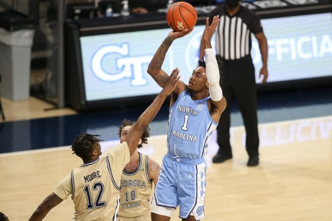 Leaky Black (1) was one of three regular starters swapped out by Roy WIlliams for Wednesday's game at Georgia Tech.