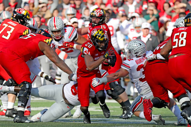 Javon Leake (No. 20) has been a bright spot for the Terps this season as he climbs the Maryland record books.