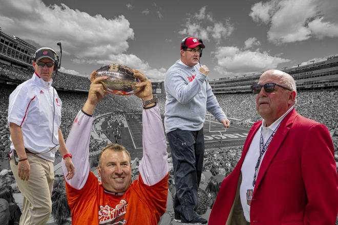 From left, Gary Andersen, Bret Bielema, Paul Chryst and Barry Alvarez have coached Wisconsin during its football renaissance