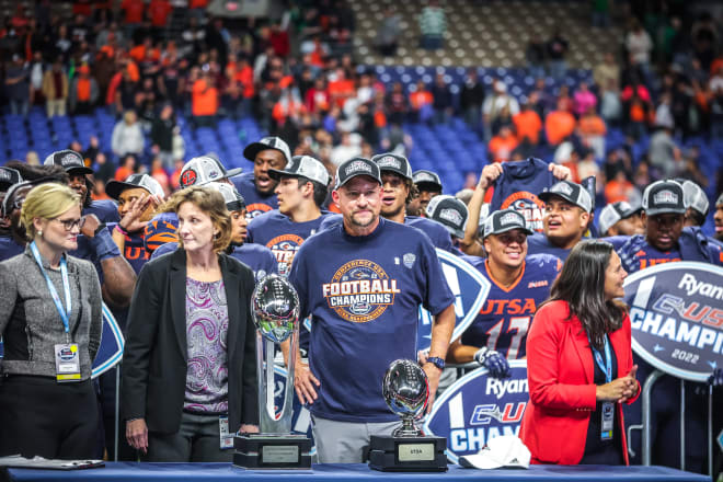 Jeff Traylor led the UTSA Roadrunner football team to back-to-back conference championships in the final two seasons as members of Conference USA.