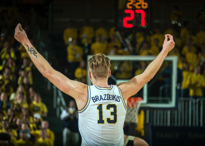 Brazdeikis is averaging 17 points and 5.2 boards per game this season.