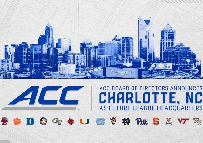 The Atlantic Coast Conference announced Tuesday it is relocating its office from Greensboro to Charlotte.