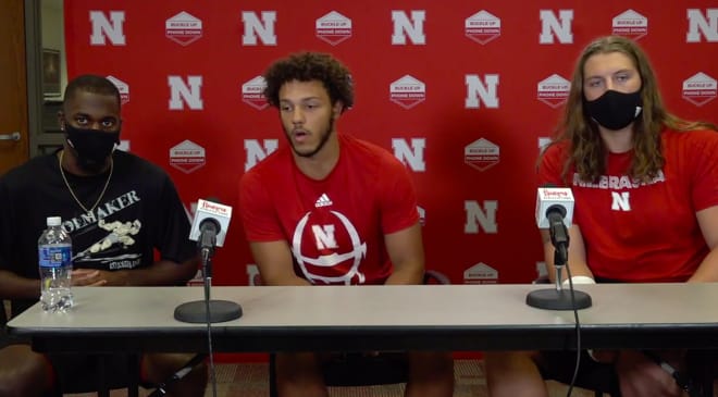 Dicaprio Bootle (left), Adrian Martinez (center), and Matt Farniok said Nebraska's players were ready, willing, and able to play a football season this fall.