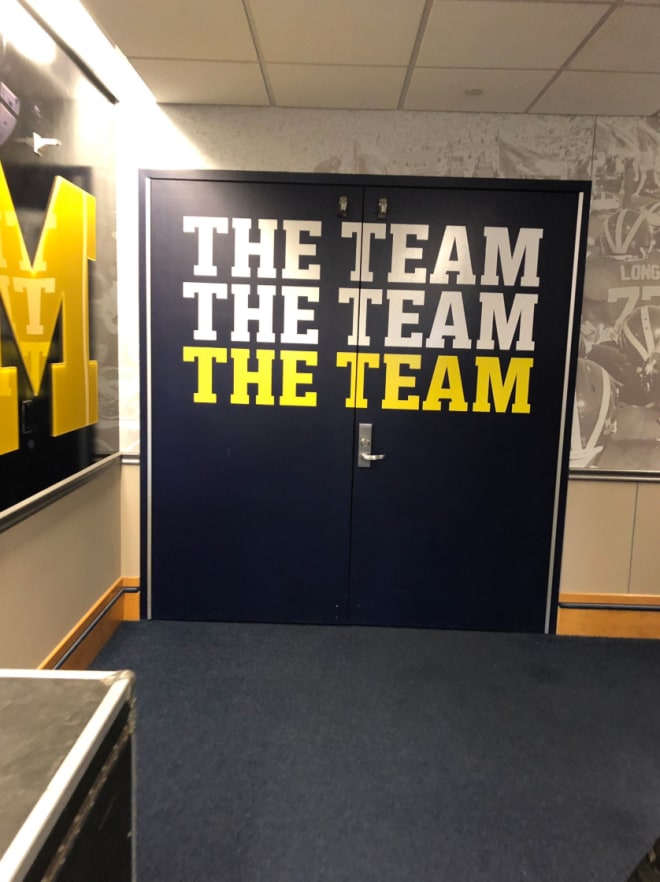 Michigan Wolverines football has Bo Schembechler's "The Team" mantra displayed big and bold.