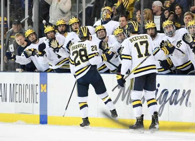 The Michigan Wolverines' hockey team next plays at New Hampshire on Nov. 22.