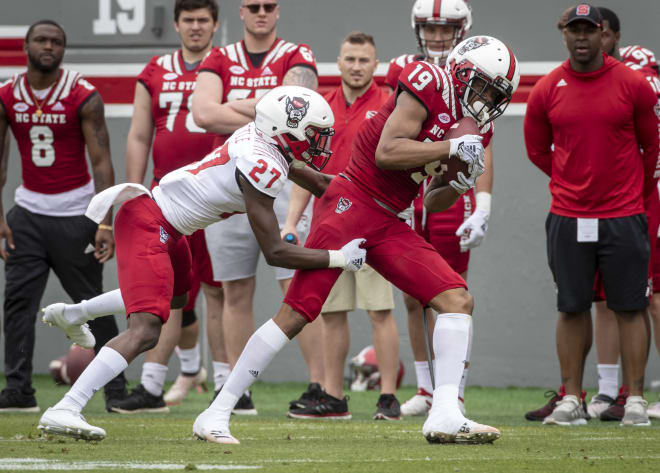 Redshirt junior C.J. Riley led the receivers with six receptions for 113 yards in the spring game.