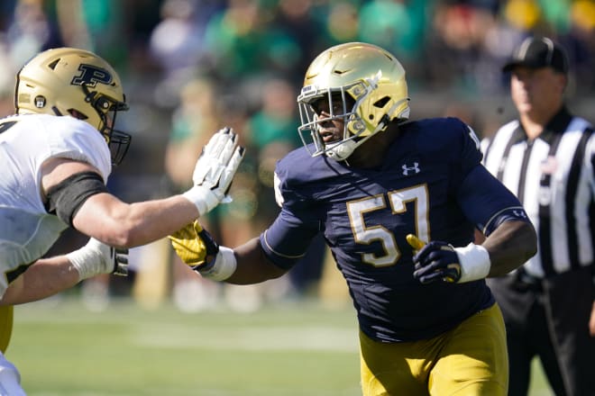 Notre Dame Fighting Irish football senior defensive tackle Jayson Ademilola