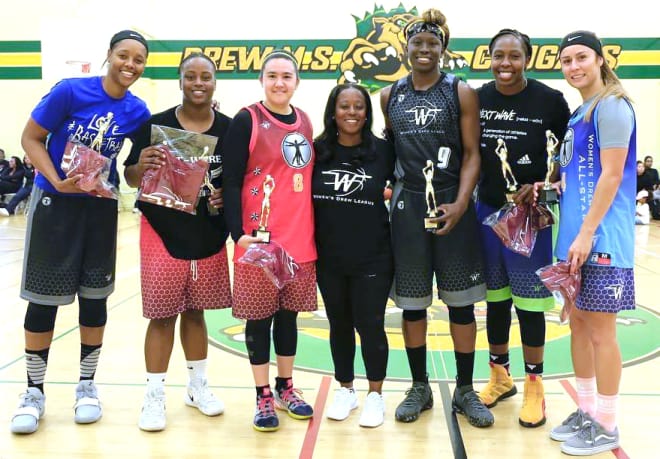 Women's Drew League All-League Team (with Tenesha): L to R-Noelle Quinn, Alisha Belt, Courtney Ford, Tenesha Ware, Essence Carson, Chelsea Gray, Danika Dale