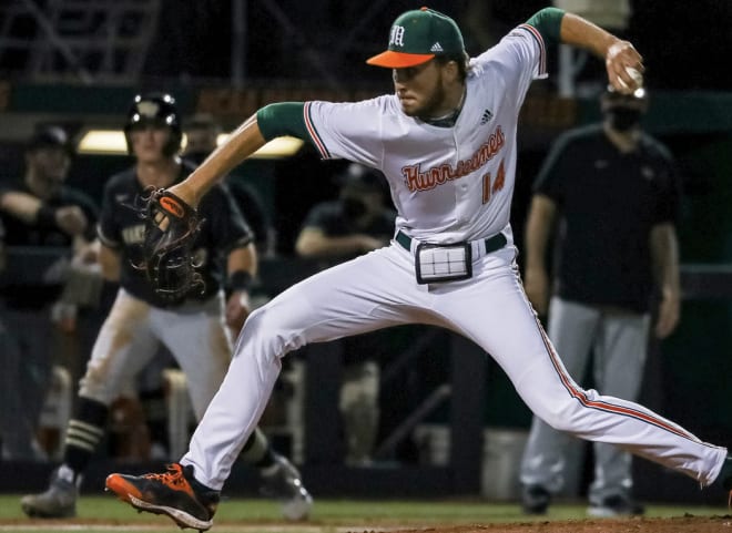 Miami Hurricanes lefty Carson Palmquist moved from closer to