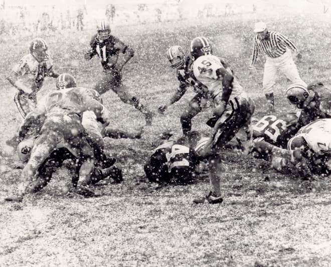 Bobby Anderson and the Buffs battle through four feet of snow and defeat Indiana at home on Oct. 4, 1969