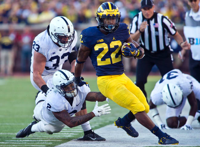 Running back Karan Higdon is up to 207 pounds.