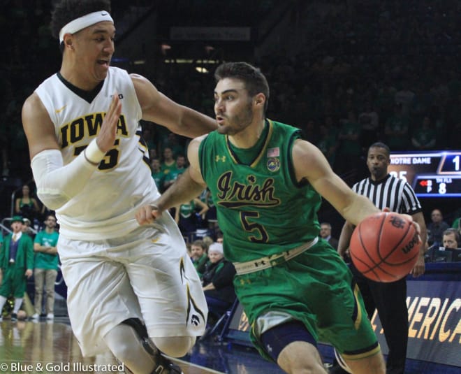 Matt Farrell finished with 16 points against Iowa on Tuesday.