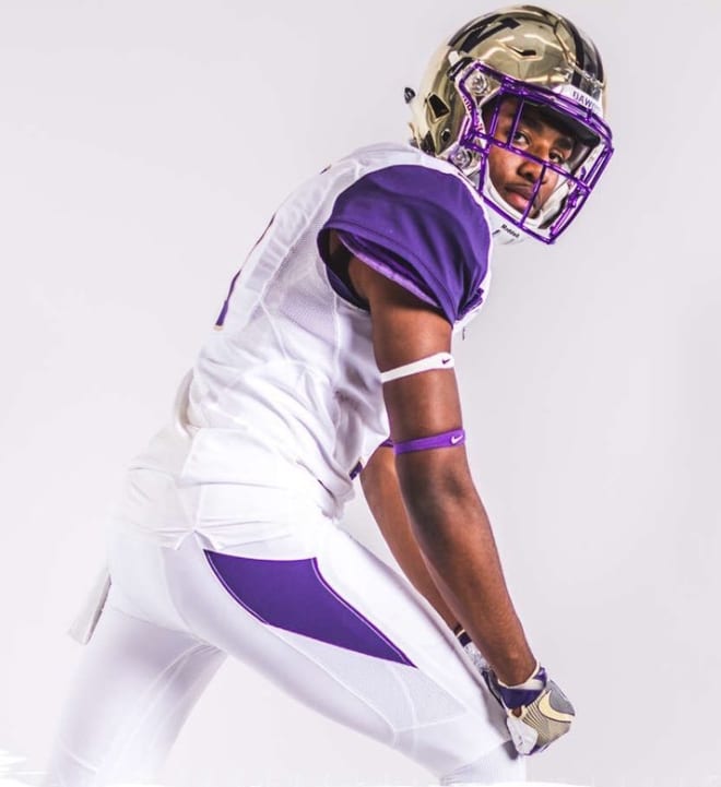 2019 three-star Upland (Calif.) wide receiver Taj Davis during an unofficial visit to UW on April 20-21. 