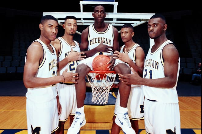 Chris Webber (middle) headlined Michigan Wolverines basketball's 'Fab Five.'