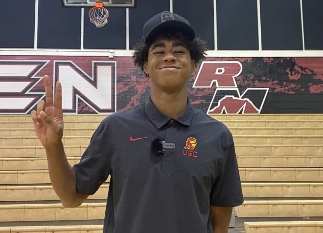 High-upside three-star WR Ja'Kobi Lane at his signing ceremony Wednesday at Red Mountain High School in Mesa, Ariz.