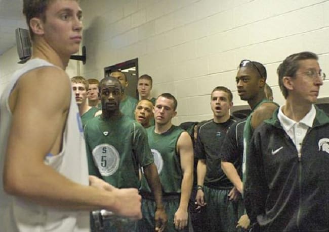 A day later in 2007, Hansbrough went for 33 points in eliminating Michigan State from the NCAAs. 